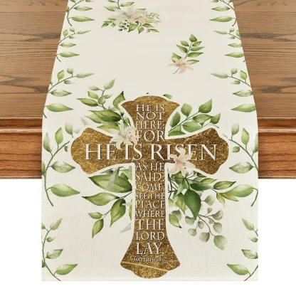Christian Cross Floral Table Runner - Image 3