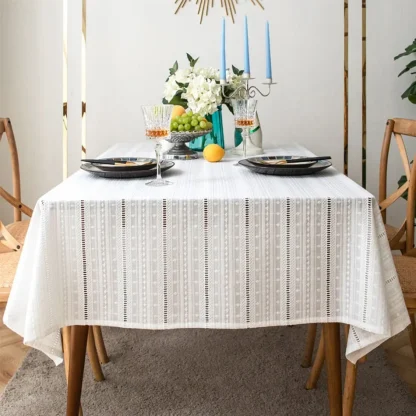 White Hollow Out Table Cloths
