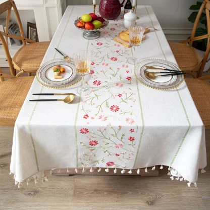 Floral Tassel Edge Table Cloths