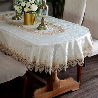 Retro Lace Trim Table Cloth - Image 2