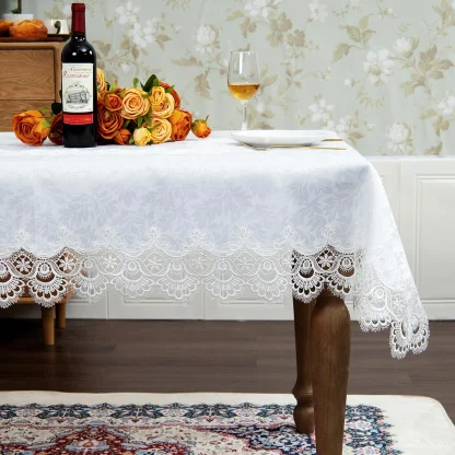 Lace Trim Embroidery Table Cloth - Image 4