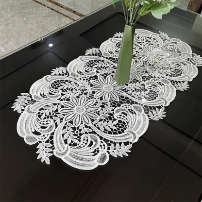 Luxury White Floral Table Cloth - Image 2