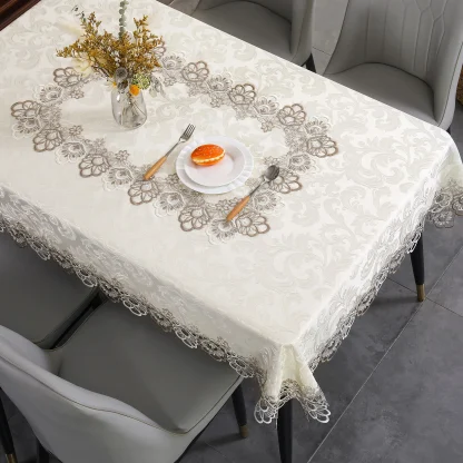 Lace Trim Embroidery Table Cloth - Image 5