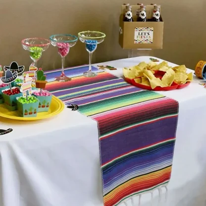 Rainbow Tassel Stripe Table Runners - Image 5