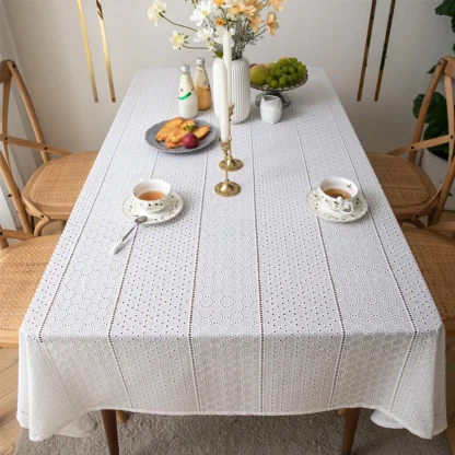 White Hollow Out Table Cloths - Image 5