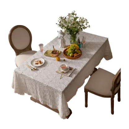 Luxury White Lace Table Cloth - Image 4