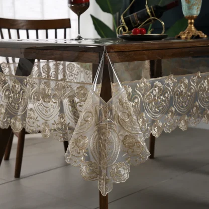 Transparent Lace Trim Table Cloth - Image 4