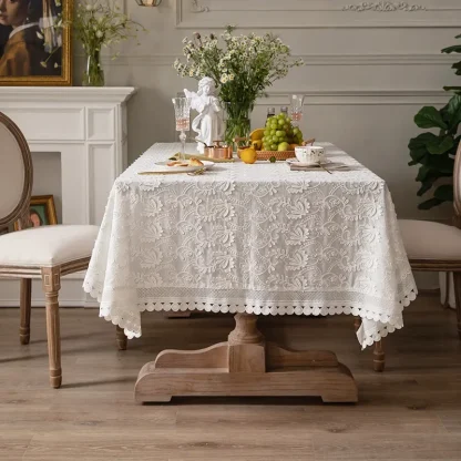 Luxury White Lace Table Cloth - Image 2