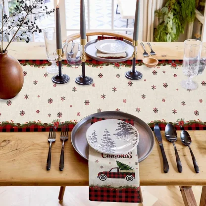 Printed Christmas Plaid Table Runner - Image 3