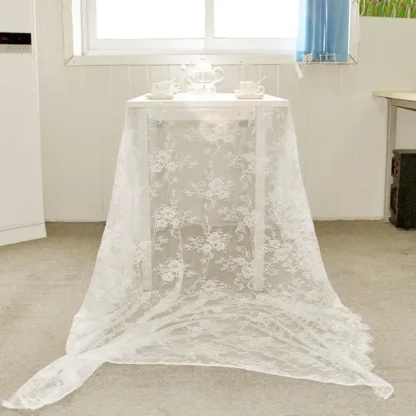 Sheer White Lace Table Cloth - Image 5