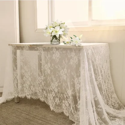 Sheer White Lace Table Cloth