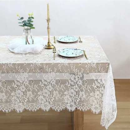 Sheer White Lace Table Cloth - Image 3