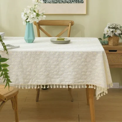 Embroidery Tassels Table Cloth