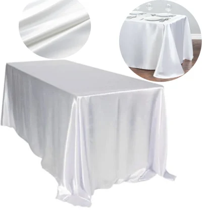 Shiny Sleek White Table Cloth